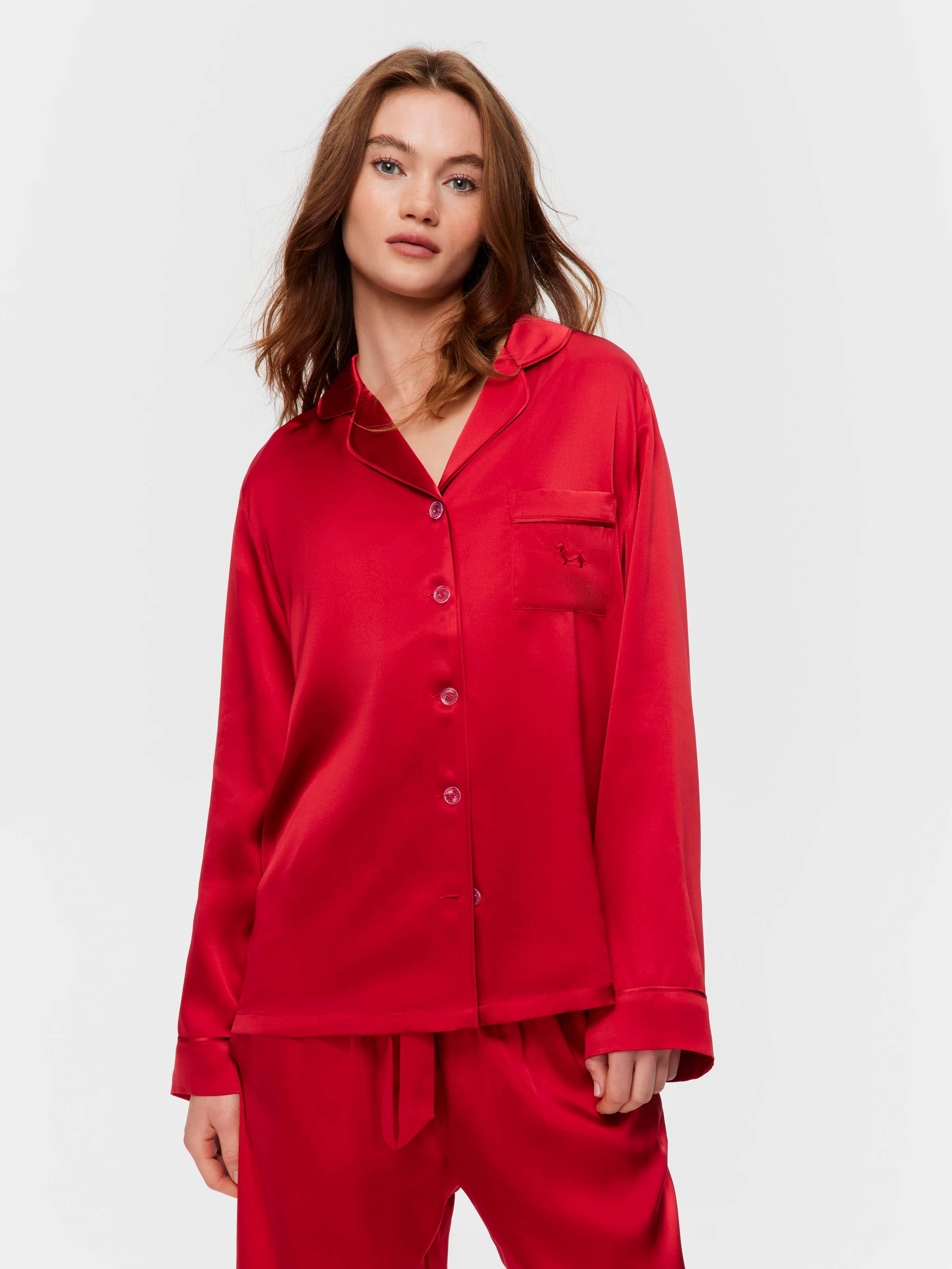 Ruby Red 100% Mulberry Silk Long Pj Set