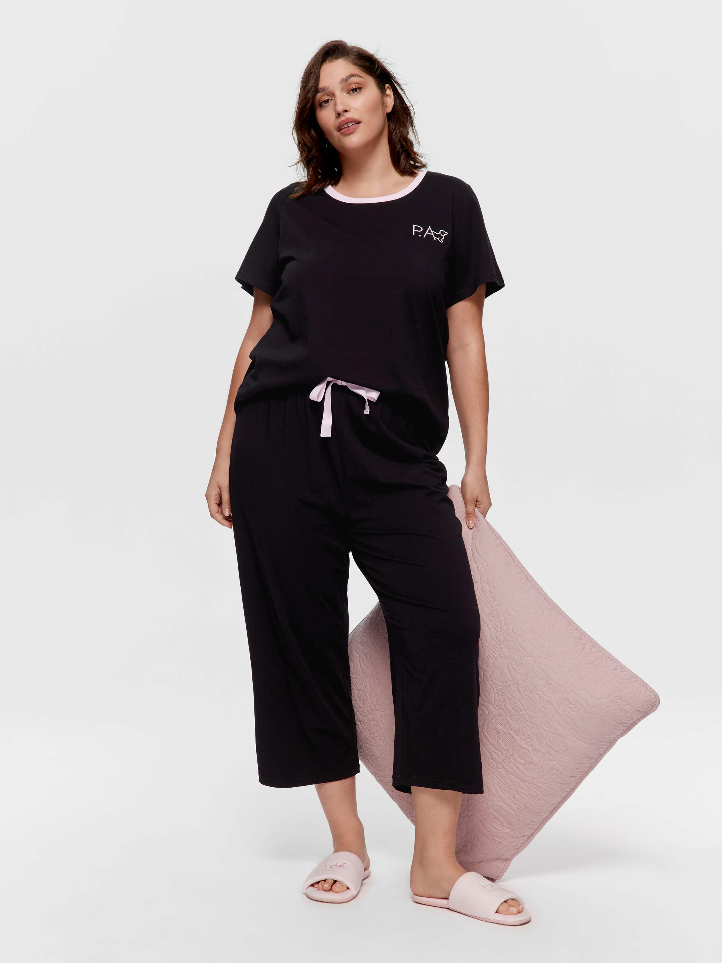 P.A. Plus Black 3/4 Pj Pant